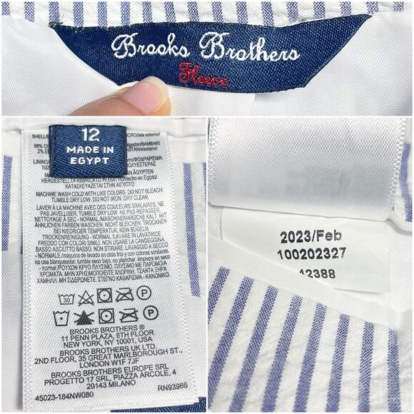 BROOKS BROTHERS Seersucker 2-Button Blazer Size 12 *runs 1-2 sizes small* - Picture 7 of 8